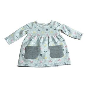 Nordstrom Sweatshirt Dress Grey With Multicoloured Hearts Size 3 Months